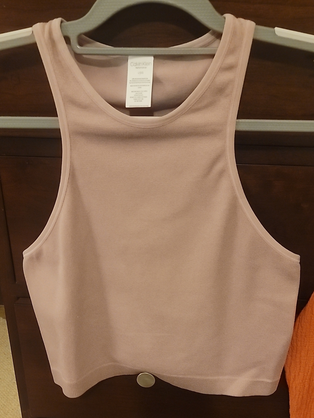 NWOT Calvin Klein Dusty Rose Ribbed High-Neck Tank Size L